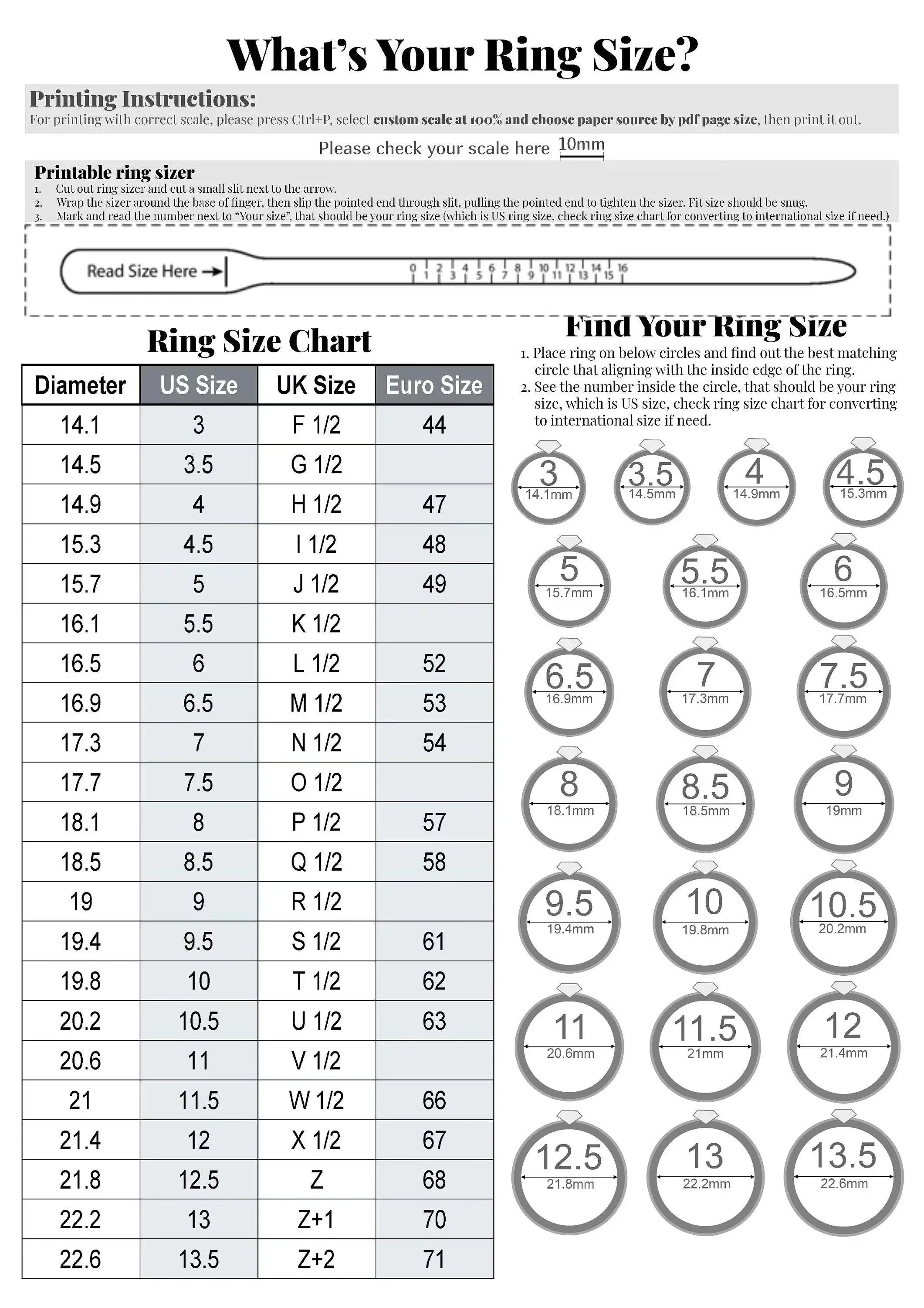 Ring Sizing Chart